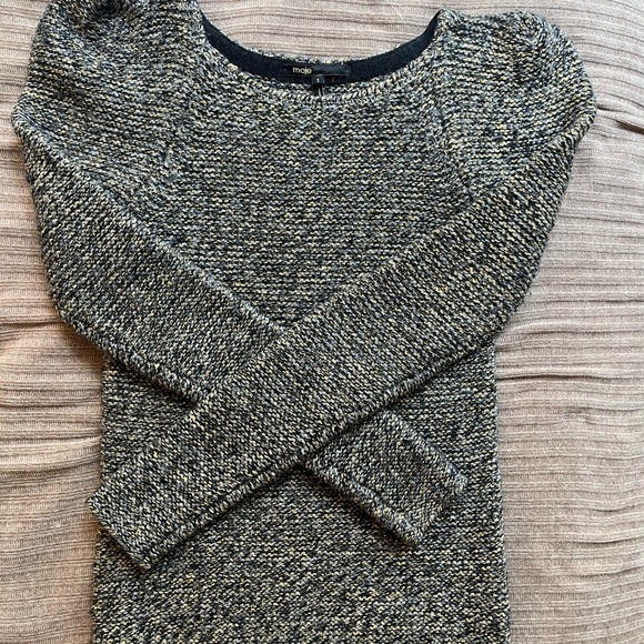 Maje Black, Blue, and gold metallic wool blend Crew Neck Sweater - Picture 6 of 6